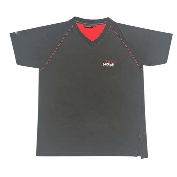 Jaguar Racing Other - Jaguar Racing Mens Tee Shirt Size Large Black Red V-Neck Raglan Performance Logo